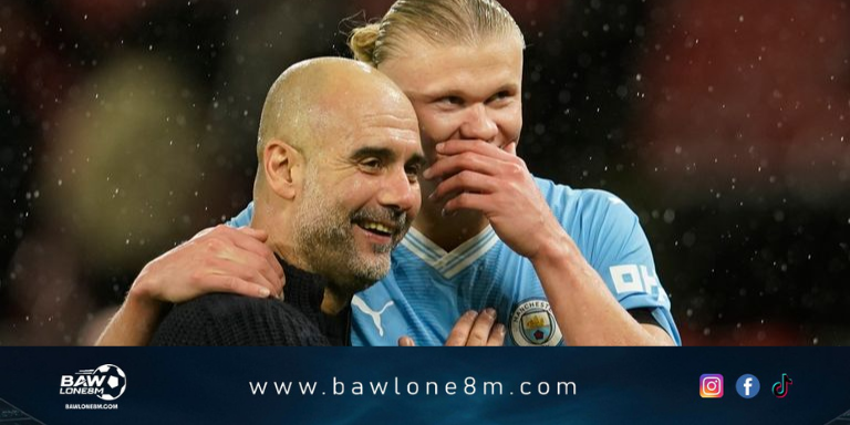 Pep Guardiola and Erling Haaland